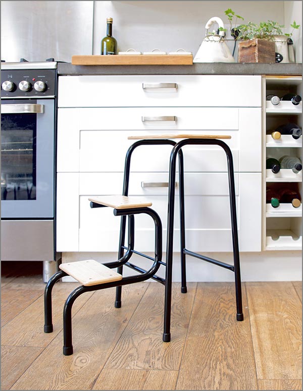 Birchwood stool in black