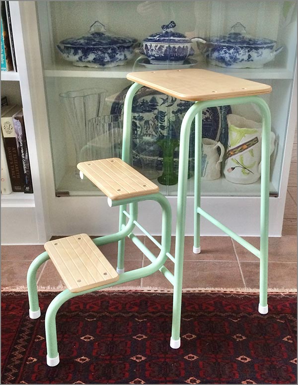 Birchwood stool in mint green